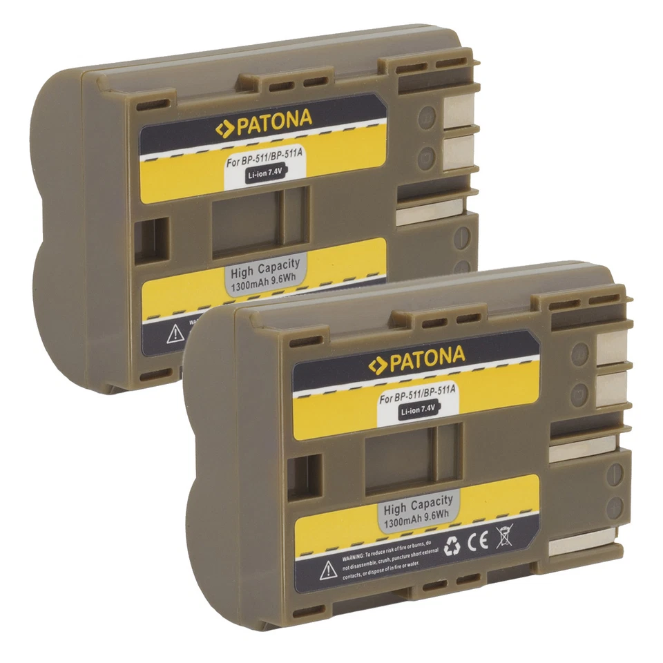 PATONA 2 x Akku für Canon EOS 5D, 50D, 10D, 20D, 20Da, 30D, 40D, EOS 300D - BP-511