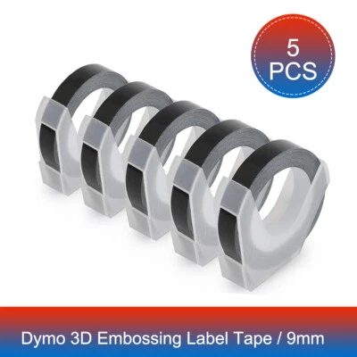 5PK For DYMO Organizer Xpress Label Maker 3D Embossing Tape 520109 Black 3/8" - Image 1 of 4