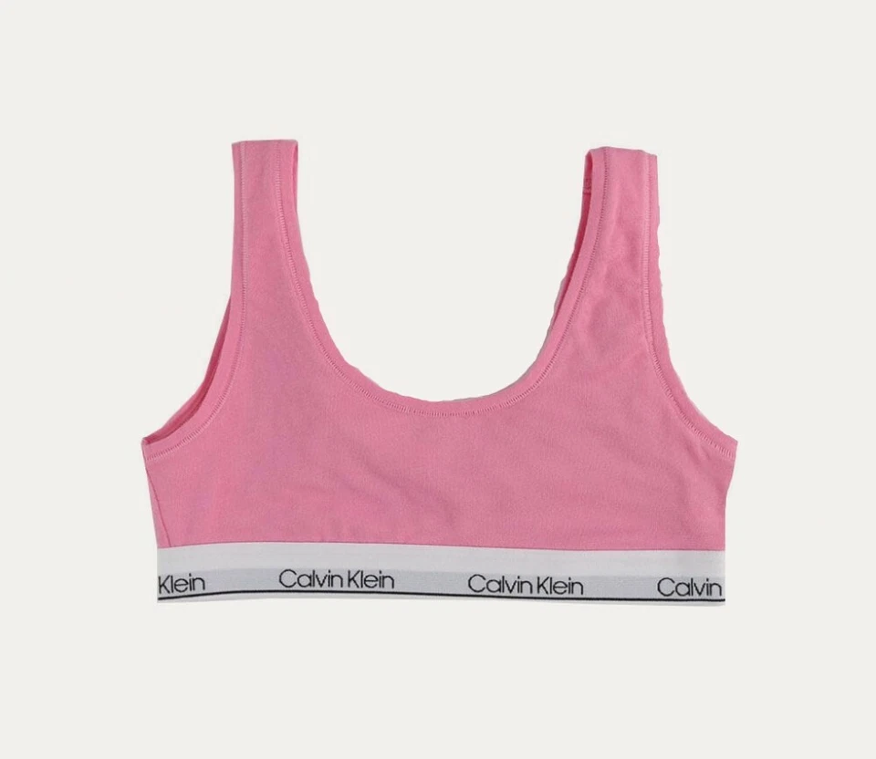 Calvin Klein Girl's Modern Cotton Cropped Bra, Pink , Size: Small (6-7) - Image 1 of 1