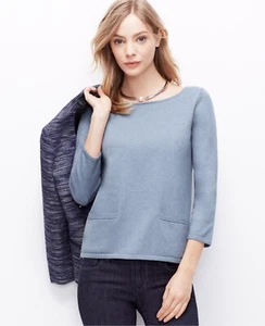 Ann Taylor - Top Suéter Bolsillo Ribete Azul Oscuro o Azul Claro $79.50 (11) - Imagen 1 de 8