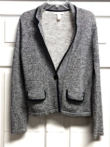 Banana Republic große Strickjacke Pullover meliert schwarz metallic - Bild 1 von 3