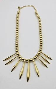 VTG 22" Chunky UNUSUAL gold Tone METAL BEAD & STRAND geometric Hook Necklace - Picture 1 of 2