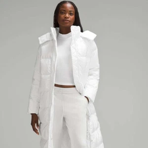 Lululemon Wunder Puff Long Jacket Goose Down White Size 8 - Picture 1 of 14