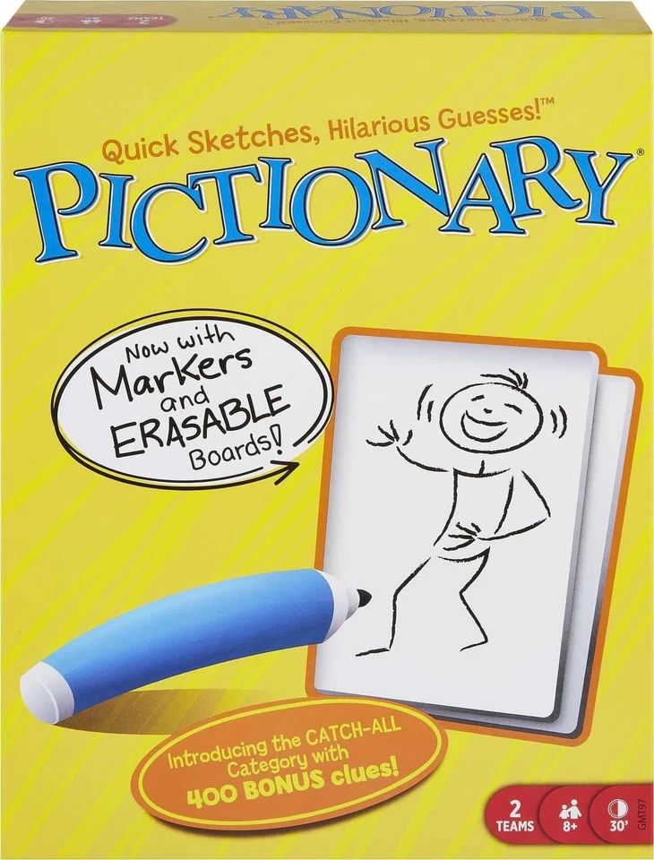 Pictionary Family Board Game for Kids, Adults and Game Night for 2 Teams with... - Image 1 of 4