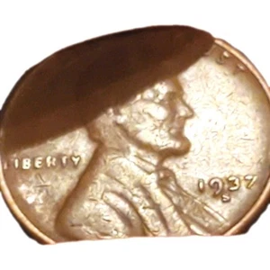 1937 - S - Lincoln Wheat Cent Penny MAJOR LAMINATION ERROR #154 - Picture 1 of 3