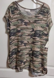Bobbie Brooks Women's Blouse Green Camo Print 1X NWT - Picture 1 of 15