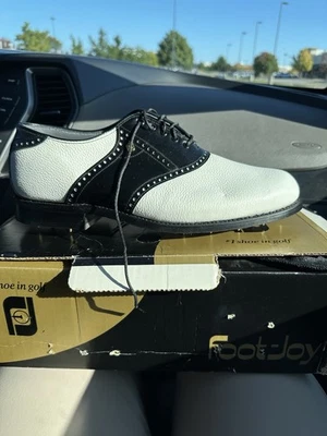 Vintage FootJoy Classics Golf Shoes 10.5 E Black White – New in Box + Dust Bags - Image 1 of 4