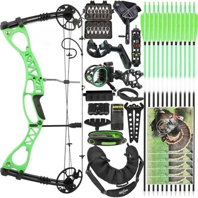 Archery 0-70lbs 33'' Compound Bow Set Arrow 320fps Let-off 80% Target Shooting - Image 1 of 4