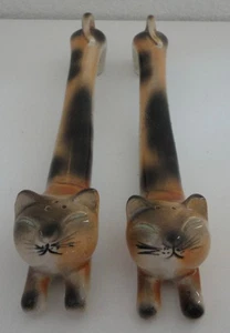 Vintage lange dehnbare Katze Katze Keramik Salz & Pfefferstreuer mit Korken Stopfen - Bild 1 von 2