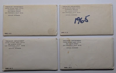 1965(2), 1968, 1969 U.S. Mint Sets Uncirculated  w/ 40% Silver Half $s - Image 1 of 4