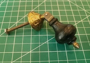 Single Small Victorian Eastlake Ebony Wood & Brass Tear Drop Drawer Pull - mjkV - Picture 1 of 5