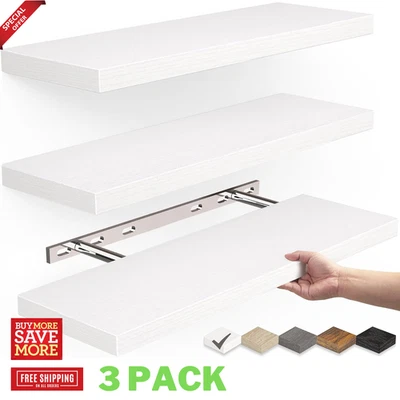 PACK 3 Estantes Flotantes para Pared, Montados en Pared Estantes de Madera Rústica para Hogar Foto 1 de 4