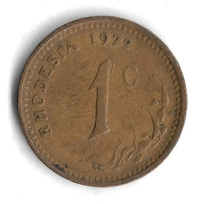 1972 Rhodesia 1 Cent World Coin - Mintage 10,000,000 - KM# 10 - Image 1 of 2