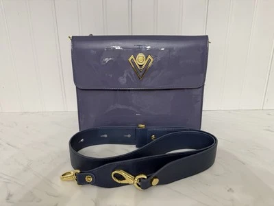 Valentino Orlandi Patent Leather Triple Compartment Shoulder Satchel - Mint - Image 1 of 4