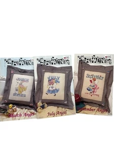 Lot / 3 Month Angel Vintage Needlework Cross Stitch Pattern - Alma lynne Hoffman - Picture 1 of 4