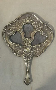Ancien porte photographie forme éventail bronze moulé Art Nouveau fin XIX ème  - Picture 1 of 6