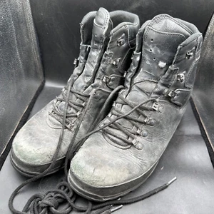 Deutsche Armee Schwarz Leder Schwerlast Kampfstiefel Meindl Größe Eu 44 UK 9.5 - Picture 1 of 22