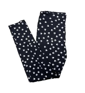 Tc2 LuLaRoe Leggings Black W/ White Small Paws Fits 18/24 Rare - Picture 1 of 1