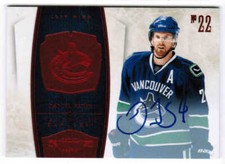 10/11 2010 DOMINION DANIEL SEDIN 96 BASE RED PARALLEL AUTO /50 VANCOUVER CANUCKS