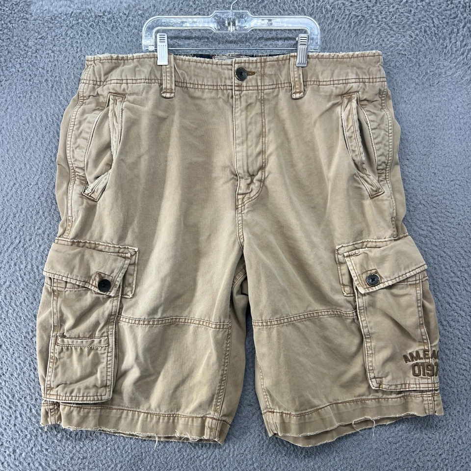 Pantalones Cortos Carga American Eagle Para Hombres 36 Tostados Sueltos Y2K Envejecidos Senderismo Pesca * Foto 1 de 4
