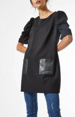 Dorothy Perkins Black Pocket Tunic Top Size UK 18/EU 46