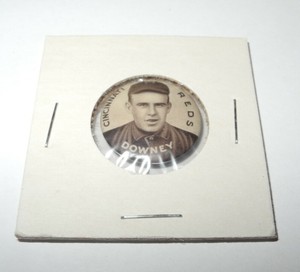 1910-12 Sweet Caporal Baseball Coin Pin Tom Downey Cincinnati Reds Near Mint