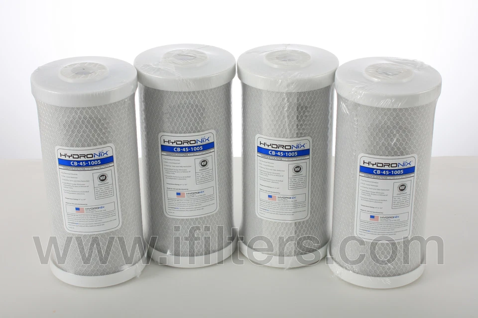 Hydronix 4 Pack CB-45-1005 Whole House, Hydroponics Carbon Block Water Filters - Image 1 of 4