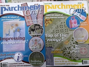 2 Pergament Bastelzeitschriften März & April 2008 Karten, Tasche, Lesezeichen Adler Drachen - Bild 1 von 14