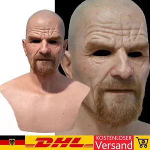 DHL Alte Mann Latex Maske Halloween Opa Cosplay Vollgesichtsmaske Kopfbedeckung - Bild 1 von 22