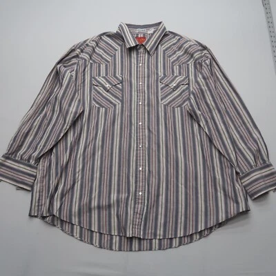 Plains Big Man Mens Pearl Snap Shirt Size 3X Striped Western Long Sleeve Rodeo - Image 1 of 4