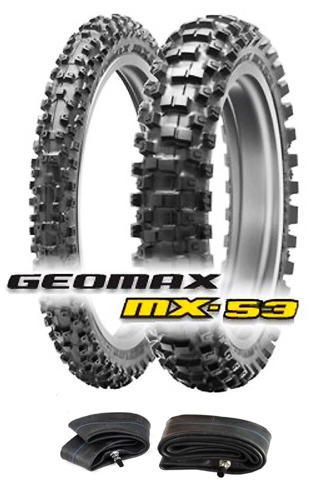 JUEGO DE NEUMÁTICOS DE SUCIEDAD DUNLOP MX53 GEOMAX 80/100-21 Y 110/90-19 + TUBOS KAWASAKI KX450 500 Foto 1 de 1