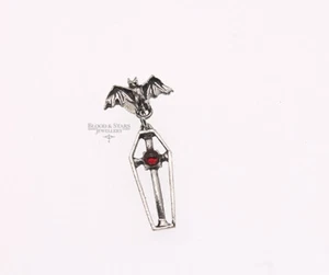 Alchemy Gothic Night Spirit Single Earring E146 Goth Bat Coffin 1990s Gift Red - Picture 1 of 3