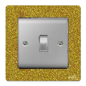 Interruptor de luz simple/enchufe placa de dedo acrílico envolvente lentejuelas doradas - Imagen 1 de 1