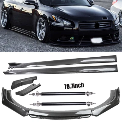 For 09-15 Nissan Maxima Carbon Fiber Side Skirt Rear & Front Bumper Lip Splitter - Imagem 1 de 4