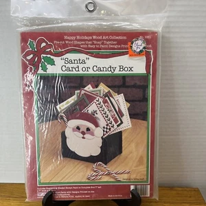 Vtg Santa Wood Card Or Candy Box #1051 - Happy Holidays Wood Art Collection 1986 - Picture 1 of 6