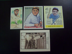 LOT OF 4 DIFFERENT BABE RUTH BASEBALL CARDS 2 TOPPS, 2 GOUDEY NM/MINT