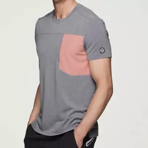 Neu mit Etikett Avalanche Axel T-Shirt grau mit Koralle Reißverschluss Brusttasche Herren M NEU - Bild 1 von 4