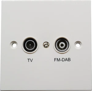TV/FM Diplexed Outlet Plate: IEC Connectors, Fits 25mm Box - Picture 1 of 2