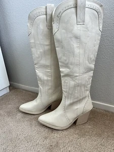 Sugar Kammy Western Boots Womens Size 7M Ivory Cowgirl Festival Country - Picture 1 of 9