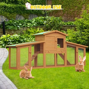 Rabbit Hutch Chicken Hutches Large Run Wooden Cage Ferret Coop Guinea Pig House - Picture 1 of 12