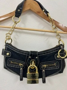 Guess Black Shoulder bag Chain Purse with Padlock USED Auth Vintage Excellent+ - Picture 1 of 6