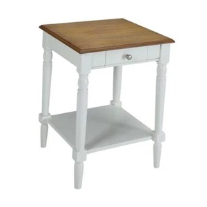 French Country 1 Drawer End Table with Shelf, Driftwood/White White/Brown - Picture 1 of 6