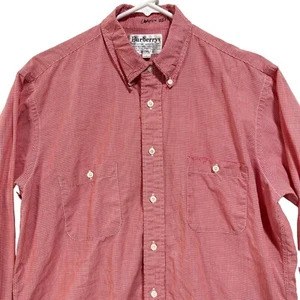 Camisa Burberry Roja Cuadros Botón Frontal Doble Bolsillo EE. UU. De Colección Para Hombre L - Imagen 1 de 10