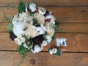 Country Inspired Wedding Bouquet with a matching Boutonniere - Picture 1 of 8