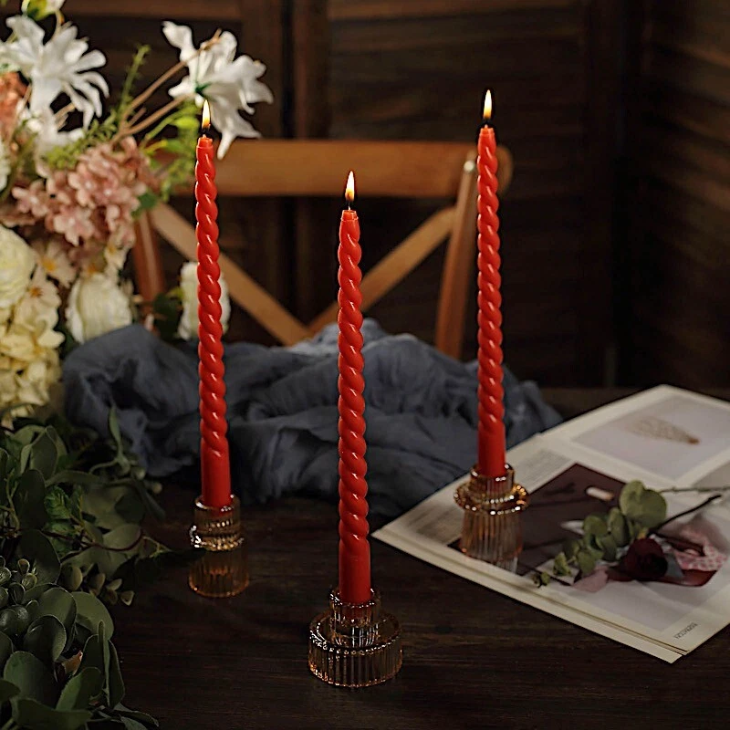 TERRACOTTA 12 Spiral 11" Long Unscented Premium Wax Taper CANDLES Party - Image 1 of 4