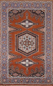 Eye-catching geometric tribal Orange rug Exquisite wool Accent Carpet 4x6 ft - Picture 1 of 19