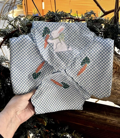 Embroidered Easter Bunny Basket Liner Embroidery Bun Biscuit Muffin Liner Cover