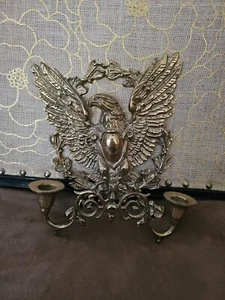 RARE SOLID BRASS EAGLE WALL CANDEL HOLDER - Picture 1 of 8