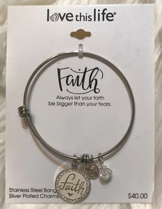 Bracciale Love This Life in acciaio inox con ciondolo regolabile "FEDE" nuovo con etichette - Foto 1 di 7