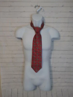 Gravata masculina de seda Claybrooke padrão vermelho feita à mão, 4 X 57 - Imagem 1 de 4